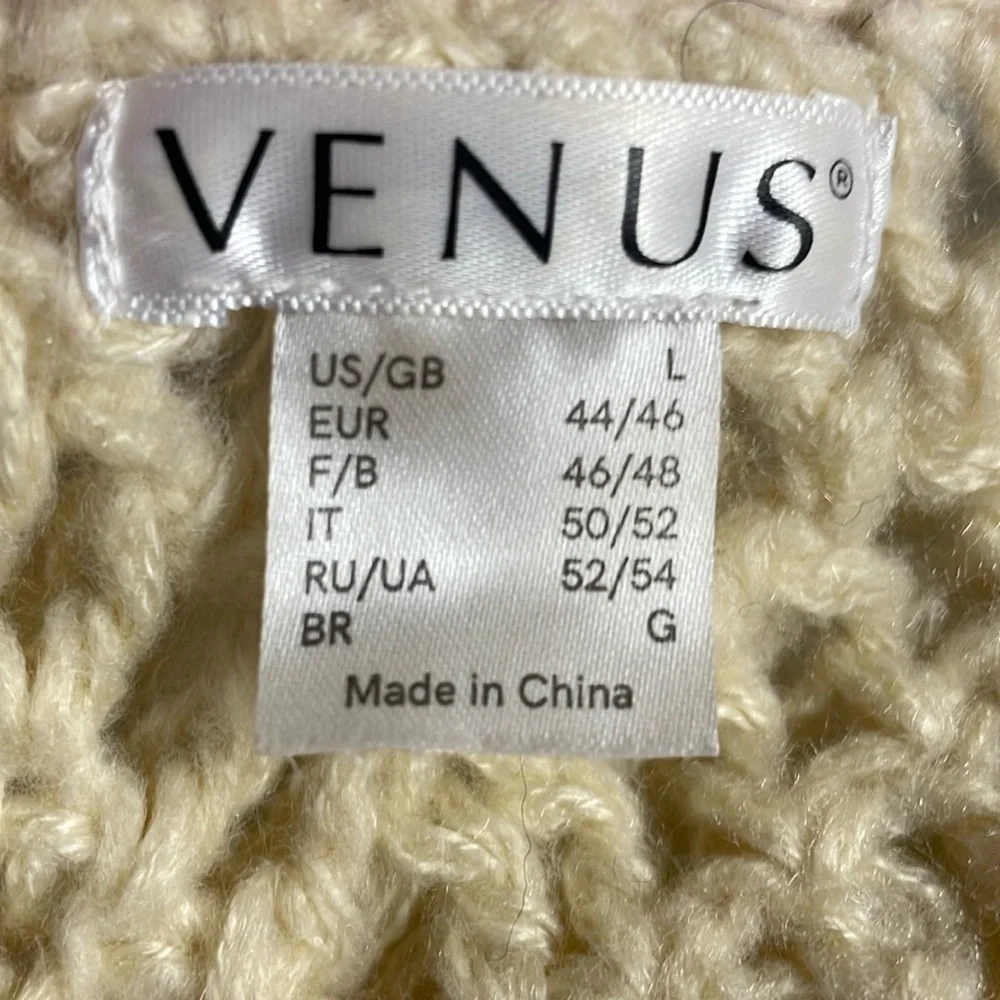 Venus Cream Burgundy Gray Shaggy Loop Knit Cardigan Sweater Size Large